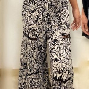 Leafy Palazzo Pants w/ Crochet Cutouts